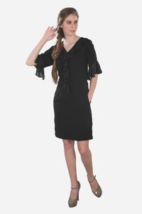 Women’s black dress with pockets, ruffled dress, flared sleeves, evening wear, special occasion dress, semi-formal black dress, party wear #dresseswithpockets #blackdresseswithpockets #blackdress #formaldresses #dresses #dressesforwomen #classydress #classyblackdress #beautifulblackdress #darkdress #prettyblackdress #blackdresseswithpockets #elegantdress #perfectlittleblackdress #womensblackdress #blackdressforwomen #ruffleddress #blackcocktaildress