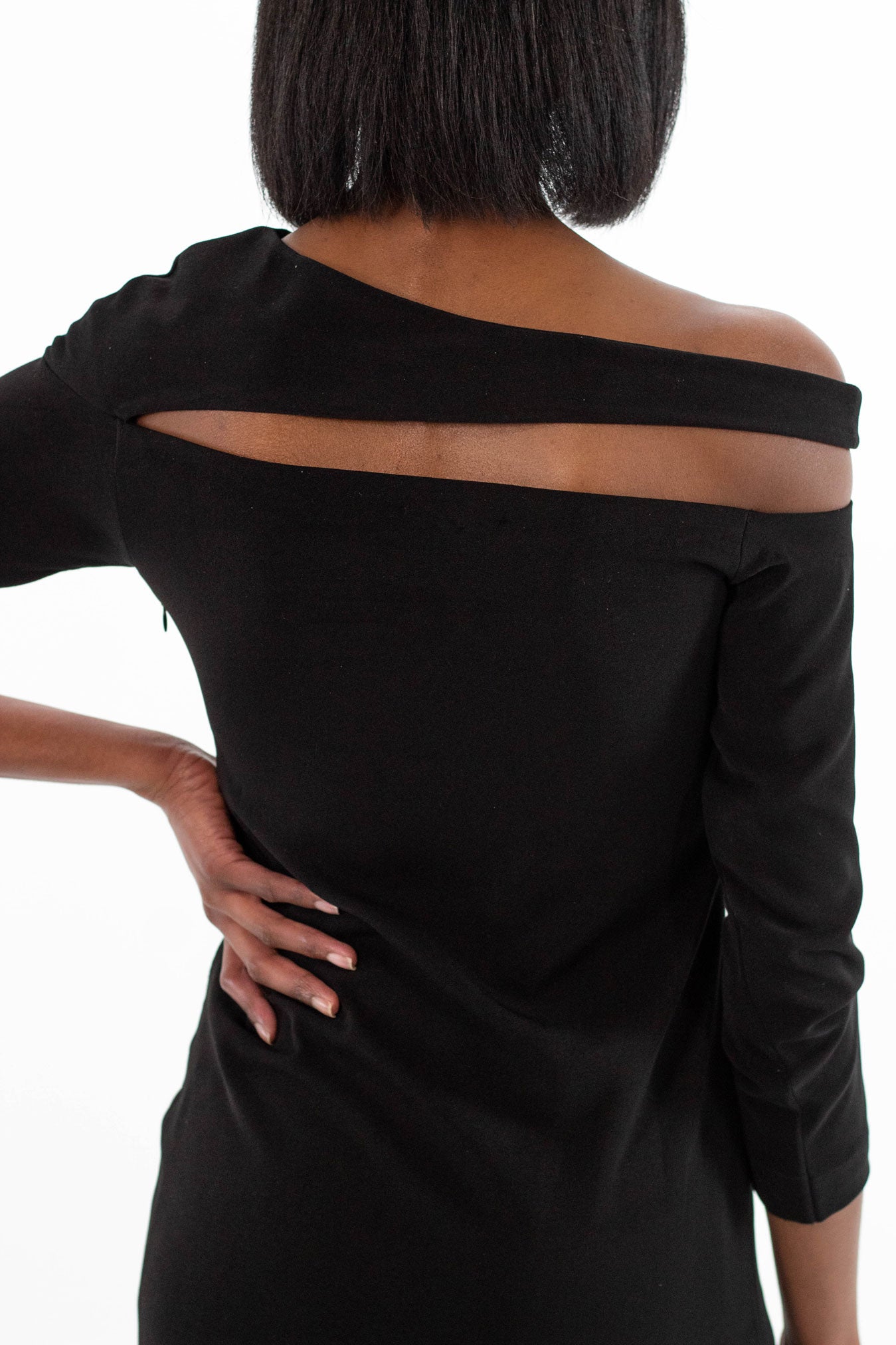 Meryl- Women's off shoulder party black dress with pockets- Modreine ...